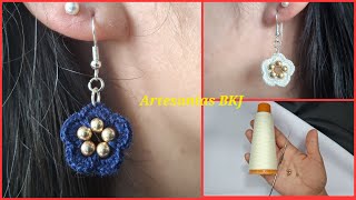 Hoy te enseño a hacer estos aretes RAPIDOS Y FACILES DE HACER a crochet  TUTORIAL earrings [upl. by Atikam]