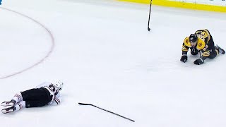 Duclair helped off ice after collision with Marchand [upl. by Adniles]