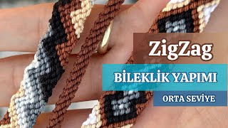 ZigZag Bileklik Yapımı  İpten Bileklik Yapımı  DIY  87 [upl. by Tally]