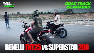 Benelli TNT25 vs SuperStar 200  Drag Race  CB180 vs YBR160 ️‍🔥 [upl. by Adest]