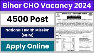 BIHAR CHO VACANCY LATEST 4500 POTS RAJASTHANNURSINGACADEMY07 NURSING [upl. by Adnamal]