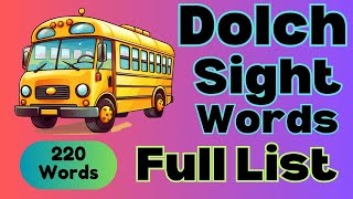 220 Sight Words  All Sight Words Dolch Lists  Full Dolch Sight Word List  PreK through 3rd Grade [upl. by Aibar]