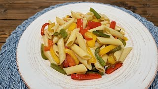 Penne Pasta With Red Yellow Green Bell Peppers [upl. by Epperson]