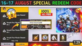 FREE FIRE REDEEM CODE TODAY 16 AUGUST REDEEM CODE FREE FIRE  FF REDEEM CODE TODAY 16 AUGUST [upl. by Ivon]