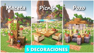 ✅ 5 Ideas para decorar tu jardín en Minecraft 🪴 [upl. by Sternberg]