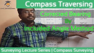 Compass Traversing problem Solved In Tamil  Corrected bearing by Included angle Method [upl. by Bosch]