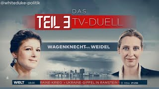 ALICE WEIDEL VS SAHRA WAGENKNECHT TEIL 3 TV DUELL [upl. by Notyarb]