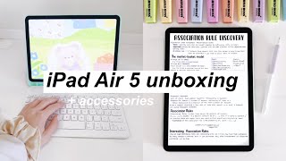 2022 M1 iPad air 5 starlight unboxing  accessories  aesthetic and ASMR Apple unboxing 📦 🍎 [upl. by Attena]