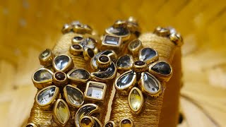 How to make flower kundan design bangles ✨ bangles shidducustomizedcollection silkthreadbangles [upl. by Jacobsen]