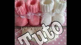 tuto tricot  chaussons bébé 23 [upl. by Ramirol]