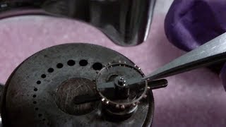 How I replace a balance staff riveted type Part 1 of 4 taking apart balance assembly [upl. by Stanfill]