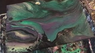 Northern lights acrylic flip and drag paint pour [upl. by Acirtap]