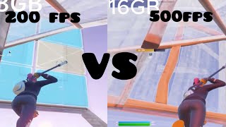 8GB Ram VS 16GB Ram Fortnite [upl. by Aiek]