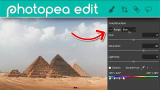 Editing in Photopea  Remove Objects patch tool Straighten photo crop Hue Saturation [upl. by Elehcar472]