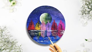 Full moonlight acrylic painting for beginners art painting youtubevideoyoutubechannelyoutube [upl. by Susannah829]