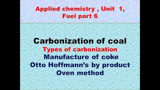 Carbonization of coal  Otto Hoffmann by product oven method  Fuel part 6  BTECH  IP UNIVERSITY [upl. by Aihseuqram]