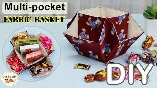 DIY Multipocket fabric basket  วิธีการทำตะกร้าผ้าใส่ของจุกจิก [upl. by Oakleil]