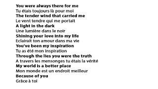 Because You Loved Me  Céline Dion Karaoke Lyric Parole Traduction en français [upl. by Anelram]