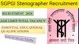 SGPGI Lucknow Stenographer and various posts recruitment 2024 short notice [upl. by Hammad533]