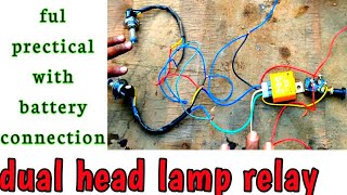 dual head lamp relay and push pul switch wiringhead lamp wiringhow to worke dual headlamp relay [upl. by Tibold]