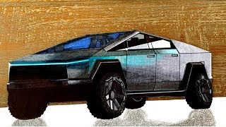 Drawing the Tesla Cybertruck in Realistic 3D Trick Art [upl. by Issi]