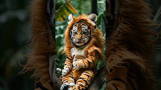 Tiger in tiger cute fashion cat catwalk AI fyp viralvideo tiger ACDC [upl. by Analad]