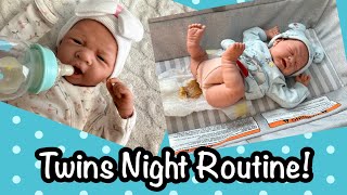 Twins Night Routine Realistic Baby Dolls Reborn Babies Roleplay Berenguer Dolls [upl. by Ophelia]