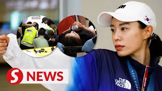 Viral South Korean Olympic shooter Kim Yeji collapses at press conference [upl. by Shauna]