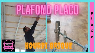 COMMENT POSER UN PLAFOND PLACO SOUS HOURDI BRIQUE EN SUSPENTE BASCULE [upl. by Haek662]