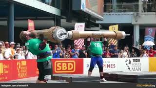 Zydrunas Savickas vs Robert Oberst  Log Press  Worlds Strongest Man 2018 Qualifiers [upl. by Arimaj]