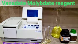 Preparation of molybdovanadate reagent  UV spectrophotometer method for phosphate analysis  P2O5 [upl. by Hattie385]