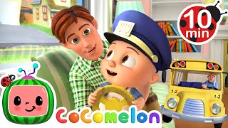 JJ Plays Pretend Wheels On The Bus  CoComelon 🍉  Nursery Rhymes [upl. by Nagy]