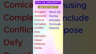 Synonyms 014  IQRA GK UNIVERSITY  english viral education vocabulary synonyms [upl. by Levitus]