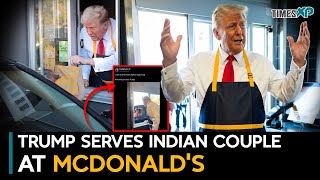 Donald Trump Serves An IndianOrigin Couple At McDonalds In US [upl. by Aicenat57]