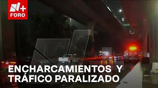 Fuertes lluvias dejan encharcamientos en periférico en Tlalnepantla Edomex  Las Noticias [upl. by Alyakcim]