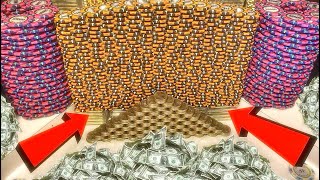 POSSIBLY THE “WORLD’S BIGGEST” POKER CHIP CASTLE CRASH HIGH LIMIT COIN PUSHER MEGA MONEY JACKPOT [upl. by Eelessej262]