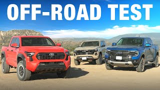 OffRoad Comparison Test Toyota Tacoma TRD OffRoad vs Ford Ranger FX4 vs Chevrolet Colorado Z71 [upl. by Ulberto]