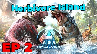 ADVENTURE TO HERBIVORE ISLAND  Ark Survival Ascended playthrough ep 2 [upl. by Ajnos]