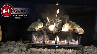 Arizona Weathered Oak 24quot burning gas logs burning fireplace [upl. by Aoht995]