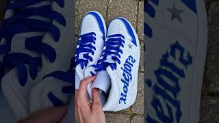 How to custom hand paint Nike AF1 sneakers  Polish Football club team Lech Poznan design [upl. by Suiradel]