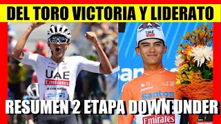 ISAAC DEL TORO PRIMERA VICTORIA WT RESUMEN 2 ETAPA TOUR DOWN UNDER 2024 [upl. by Mikkanen]