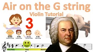 Air on the G string easy version sheet music and easy violin tutorial [upl. by Niltiac405]