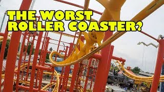 Completely AWFUL Volare Roller Coaster Wiener Prater Austria Front Seat POV [upl. by Adnyleb]