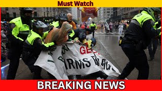 ProPalestinian protesters arrested at New York Thanksgiving parade [upl. by Teressa447]