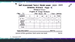 Ap 10th class NS SA1💯💯Vimp paper 202410th class Self Assessment Term1 Model paper Science paper [upl. by Fenny495]