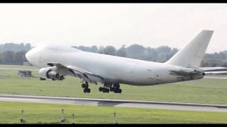 Kalitta Air 747200F All White landing at Dusseldorf International Airport [upl. by Clarissa]