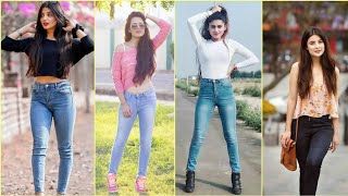 Standing jeans top photo poses ideas for girls  jeans top photo poses  photo pose with jeans top [upl. by Ainej]