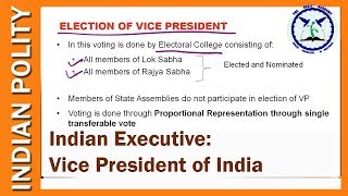 Vice President of India  Indian Union Executive  Indian Polity for SSC CGL UPSC  by TVA [upl. by Egidio]