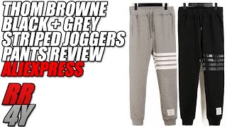 Thom Browne Striped Joggers Black  Grey Replica UnboxingReview [upl. by Abbi]