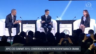 APEC CEO SUMMIT 2015 Obama hosts panel with Alibaba CEO and PH scientist [upl. by Hayne]